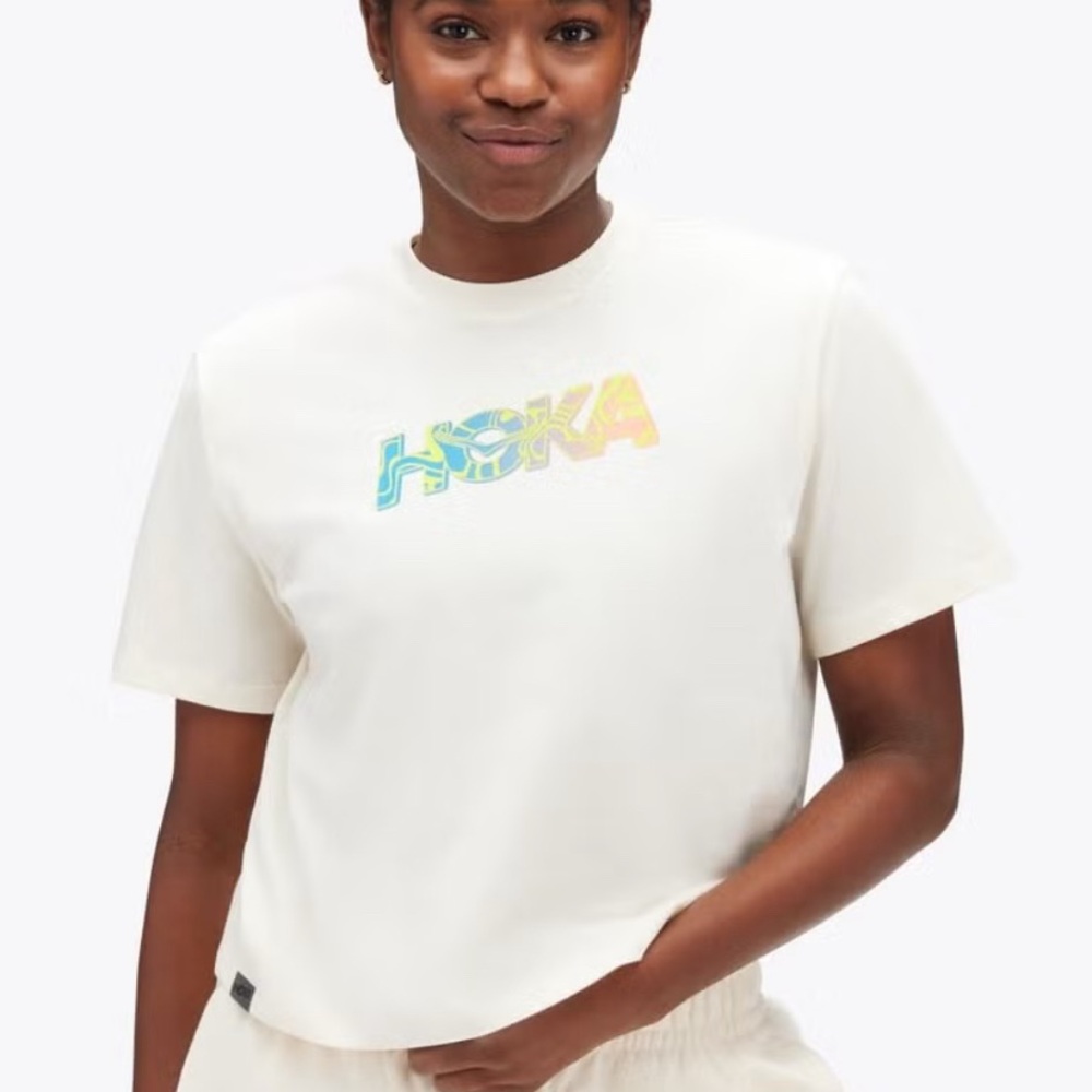 HOKA One One Logo Cropped T-shirt Cream XL